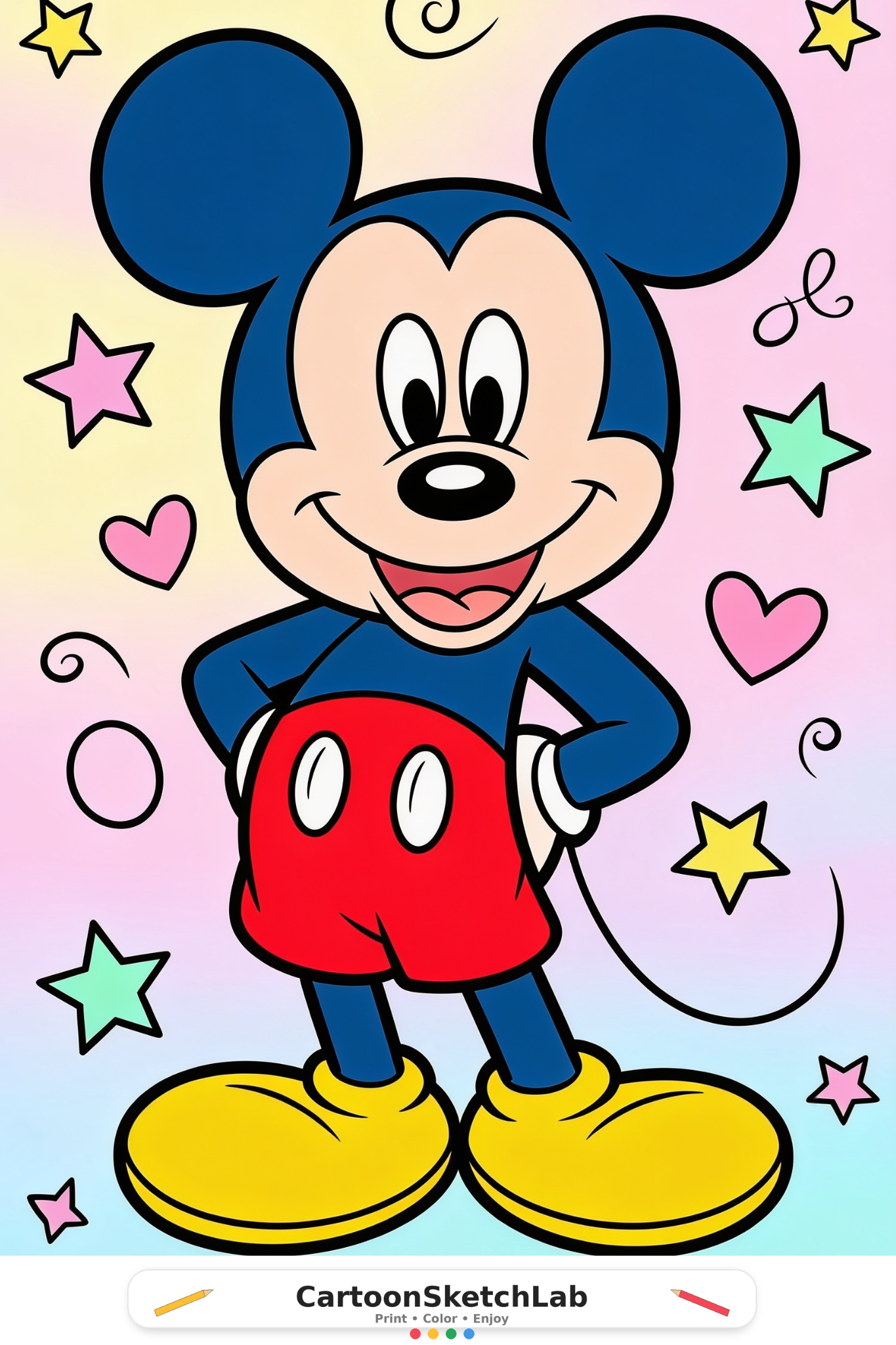 Mickey Mouse Coloring Page – Free Printable for Kids coloring page thumbnail